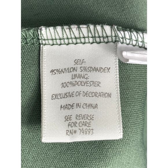 Women's M‎ Green Lace Mock Neck Short Sleeve Blouse - Picture 11 of 11